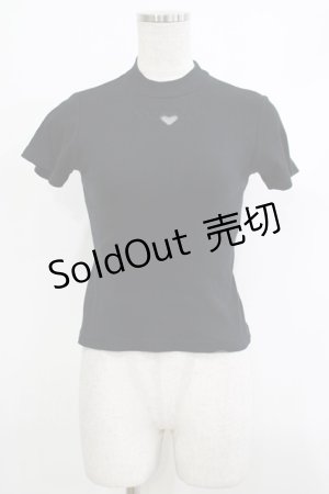 画像: Honey Cinnamon / ハート刺繍リブトップス Free ブラック H-25-10-15-1033-LO-TO-NS-ZH