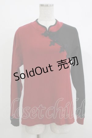 画像: axes femme / チャイナボタンバイカラープルオーバー M ワイン H-25-10-15-1035-AX-TO-YZ-ZH