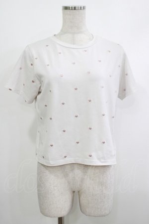 画像: evelyn / ハート刺繍Tシャツ  オフ H-25-10-15-1036-LO-TS-NS-ZH