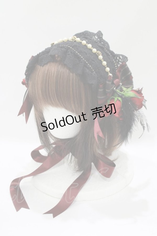 画像1: ALICE and the PIRATES / Sweet Devilヘッドドレス  ブラック/ボルドー H-25-10-15-1057-PA-AC-NS-ZH (1)