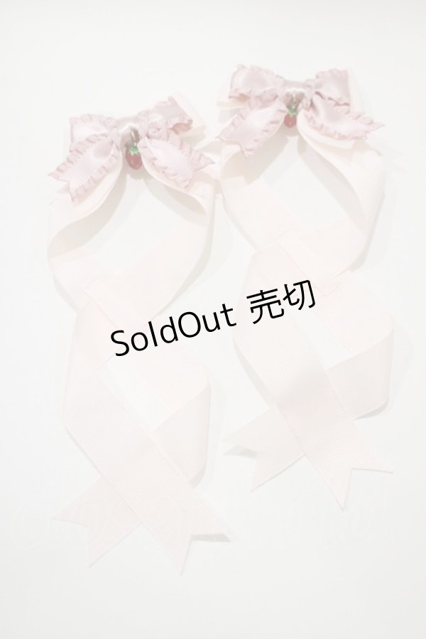 画像2: Amavel / いちご摘みのフリルリボンバレッタ  ピンク H-25-10-15-1066-CA-AC-NS-ZH (2)