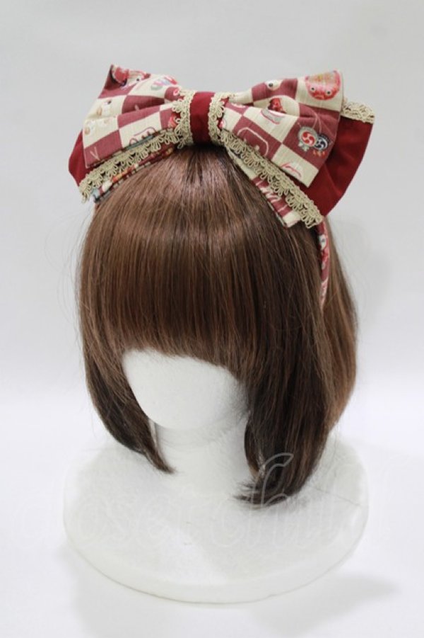 画像1: metamorphose / すずめのおはじき遊びリボンカチューシャ  えんじ H-25-10-15-1074-ME-AC-NS-ZH (1)