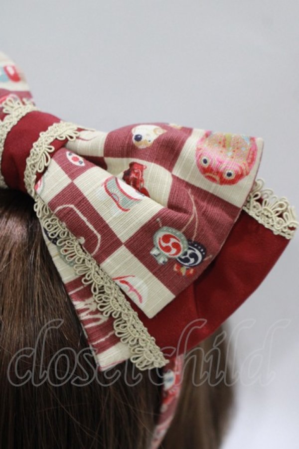 画像2: metamorphose / すずめのおはじき遊びリボンカチューシャ  えんじ H-25-10-15-1074-ME-AC-NS-ZH (2)