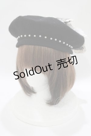 画像: Swankiss / SX check ribbon beret  ブラック H-25-10-15-1079-CA-AC-NS-ZH