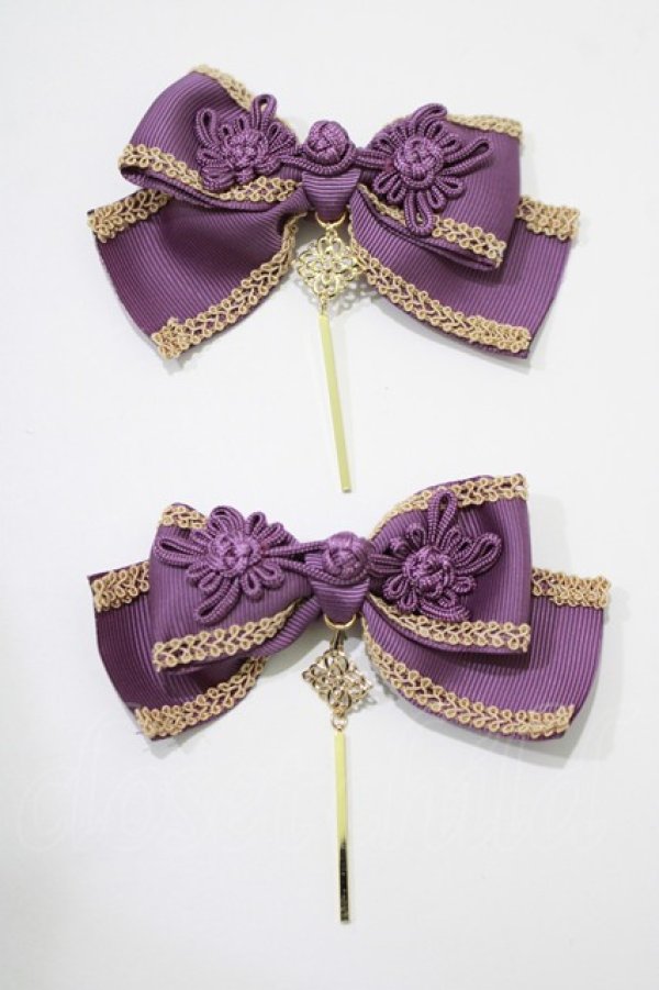 画像2: Amavel / 陰陽雀士のダブルリボンクリップ  ラベンダー H-25-10-15-1086-CA-AC-NS-ZH (2)