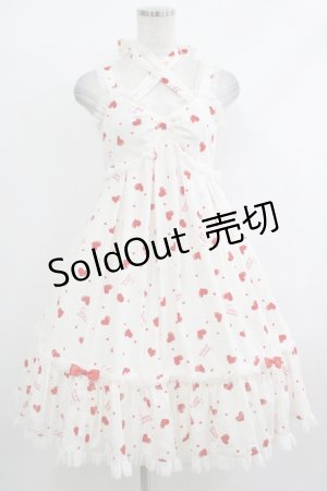 画像: metamorphose / ハートプリントハイウエストジャンパースカート Free オフ/レッド H-25-10-15-1006-ME-OP-NS-ZH