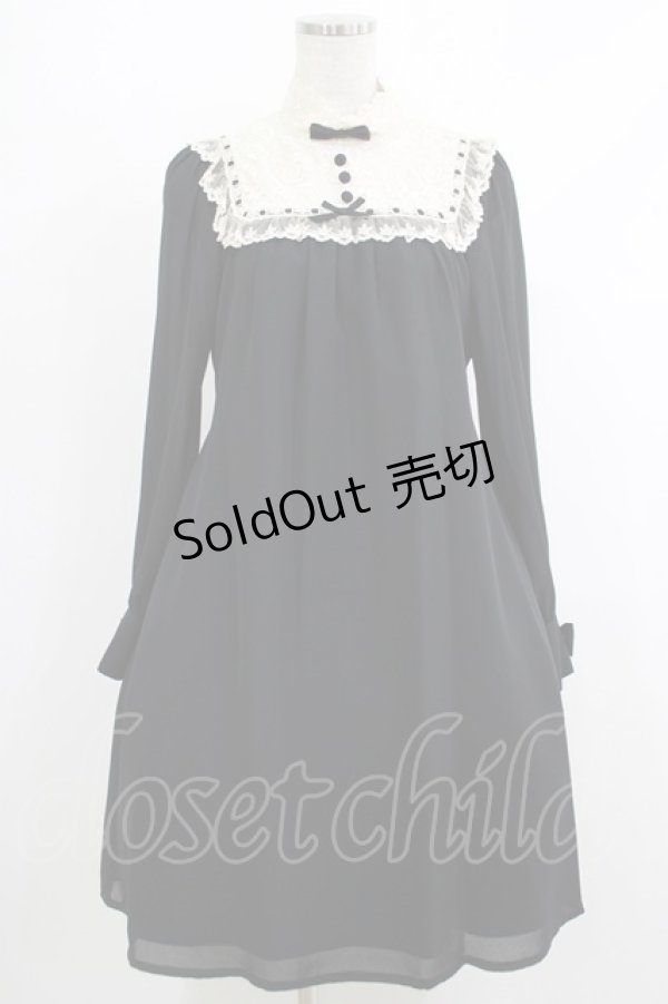 画像1: Innocent World / レース地ヨーク切替ワンピース M ブラック H-25-10-15-1012-IW-OP-NS-ZH (1)