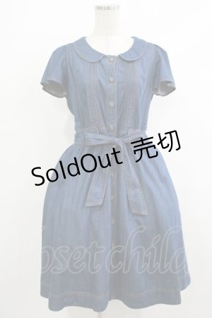 画像: Franche Lippee / ウエストリボンワンピース M ブルー H-25-10-15-1014-LO-OP-NS-ZH