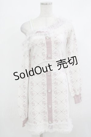 画像: Ank Rouge / モノグラムニットワンピース M オフ/ピンク H-25-10-15-1020-CA-OP-NS-ZH