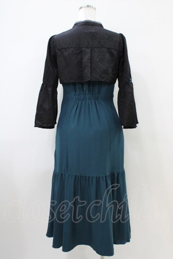 画像2: axes femme POETIQUE / ロータス刺繍チャイナワンピース M ブルーグリーン H-25-10-15-030-AX-OP-NS-ZH (2)