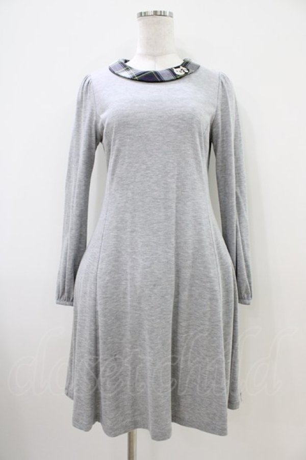 画像1: Franche Lippee / チェック襟カットソーワンピース FREE グレー H-25-10-15-032-LO-OP-NS-ZH (1)