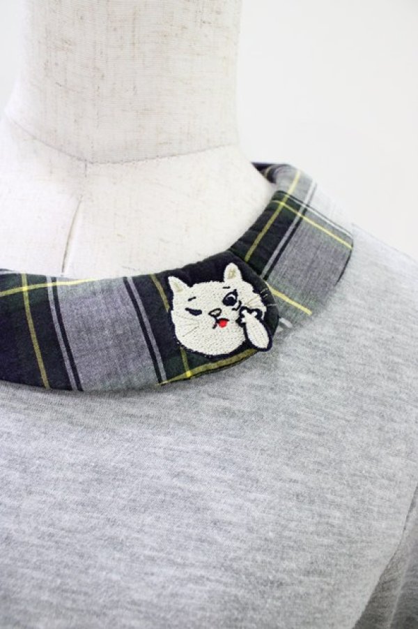 画像3: Franche Lippee / チェック襟カットソーワンピース FREE グレー H-25-10-15-032-LO-OP-NS-ZH (3)