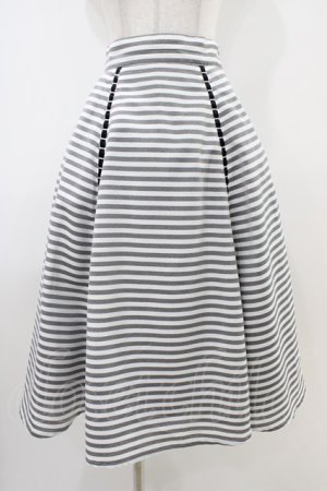 画像: an another angelus / はしごリボン使いストライプフレアースカート Free BLACK×WH H-25-10-15-037-CA-SK-NS-ZH