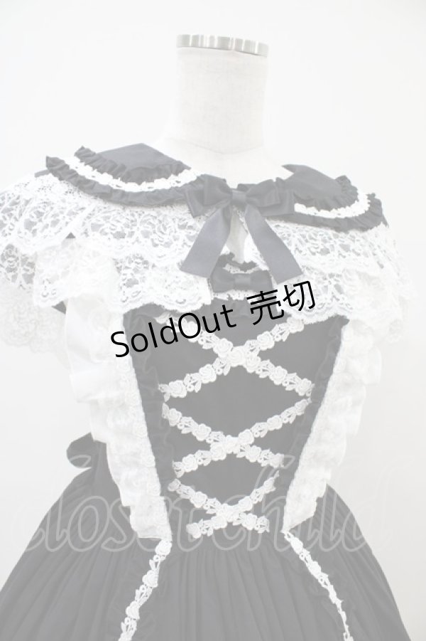 画像4: metamorphose / ケープ付きフリルジャンパースカート サイズ1 ブラック H-25-10-16-036-ME-OP-NS-ZH (4)