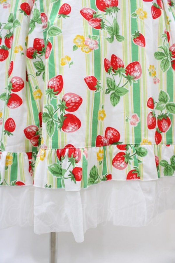 画像5: heavenlygarden / イチゴ編み上げジャンパースカート Free オフ H-25-10-16-039-0-OP-NS-ZH (5)