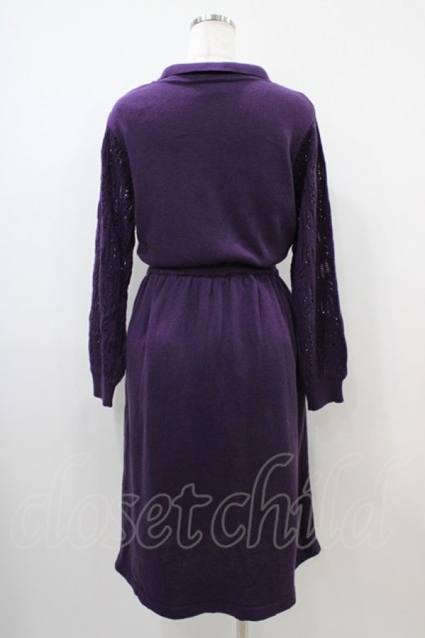 LEBECCA boutique / 泣かない私の襟付きニットワンピース Free Purple