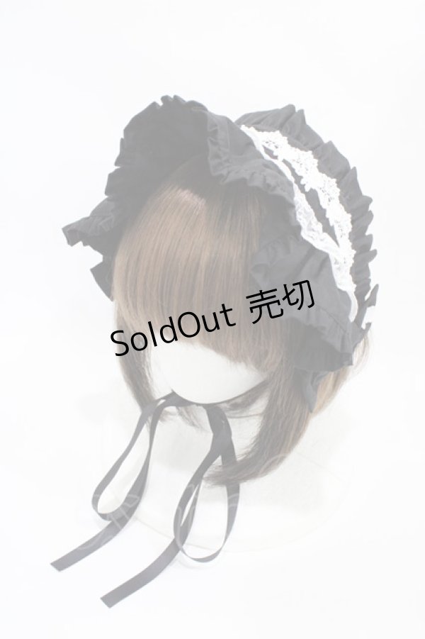 画像1: metamorphose / フリルブリム付ヘッドドレス  ブラック H-25-10-16-006-ME-AC-NS-ZH (1)