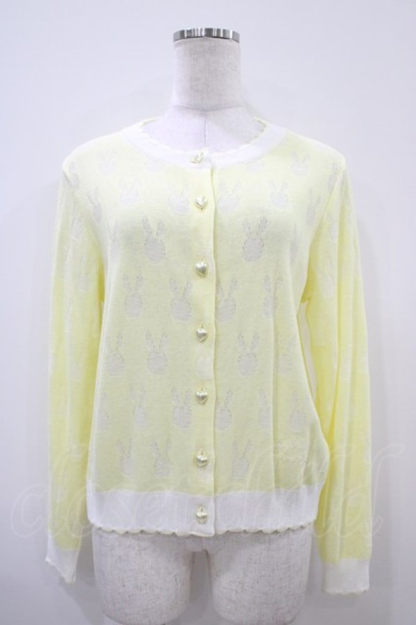 Nile perch ウサギ刺繍ホワイトカーディガン Nile Perch / うさぎ柄カーディガン Free イエロー H-25-10-16