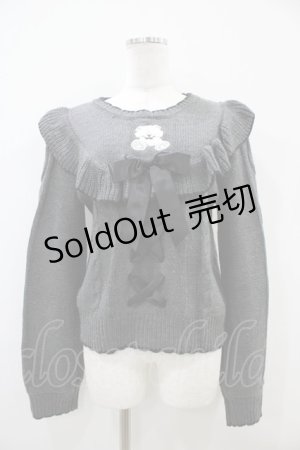 画像: DearMyLove / モチーフフリルニットトップス L グレー H-25-10-16-059-EL-TO-NS-ZH