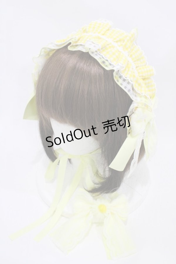画像1: metamorphose / マーガレットギンガムクリップ付きヘッドドレス  イエロー H-25-10-16-007-ME-AC-NS-ZH (1)