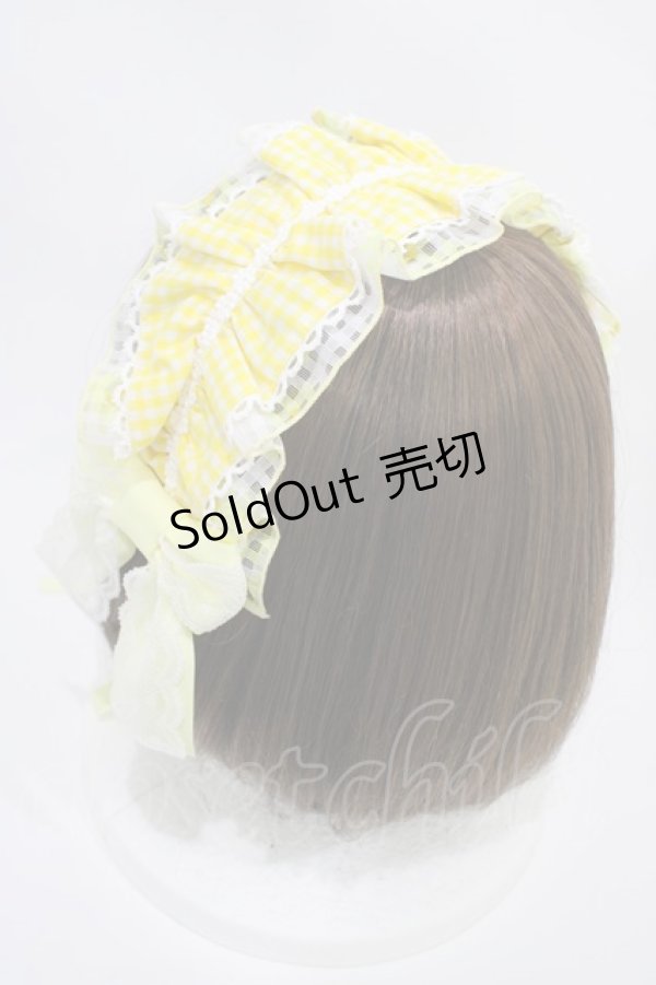 画像2: metamorphose / マーガレットギンガムクリップ付きヘッドドレス  イエロー H-25-10-16-007-ME-AC-NS-ZH (2)