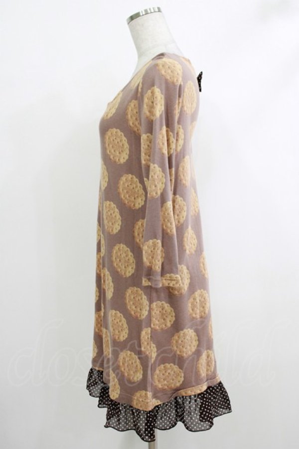 画像2: Emily Temple cute / ビスケット水玉フリル付カットソーワンピース  チャ H-25-10-16-1026-ET-OP-KB-ZH (2)