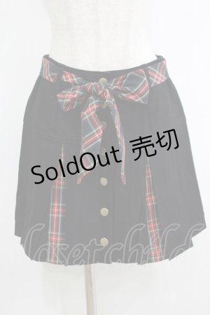 画像: PEACE NOW / チェック切替プリーツスカート M 黒 H-25-10-16-1031-PU-SK-KB-ZH