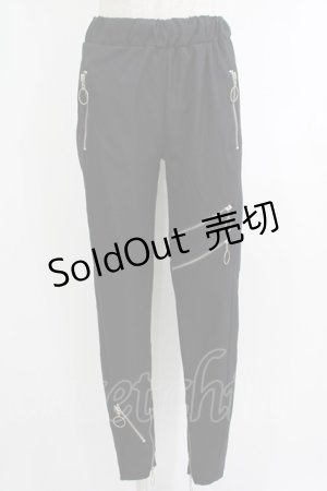 画像: NieR Clothing / ZIPラインギャザーパンツ  黒 H-25-10-16-1039-PU-PA-KB-ZH