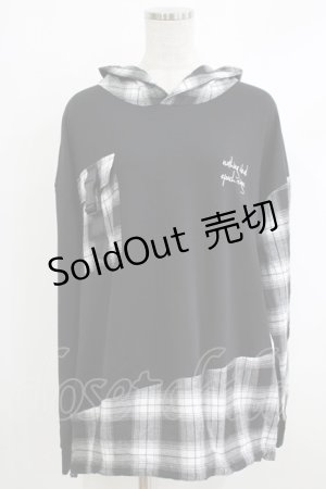 画像: NieR Clothing / チェック切替プルパーカー  黒 H-25-10-16-1048-PU-TO-KB-ZH