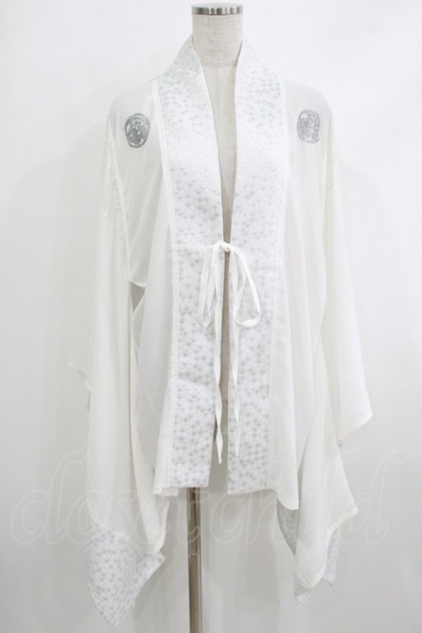 画像1: Qutie Frash / 肩メッシュ切替着物カーディガン  白 H-25-10-16-1050-QU-TO-KB-ZH (1)