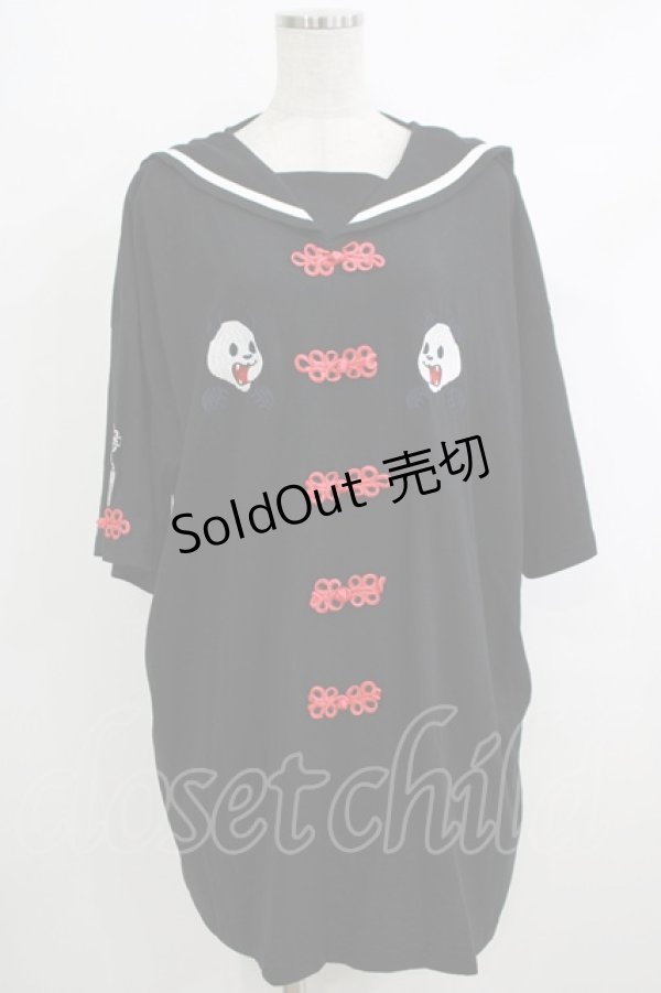 画像1: ACDC RAG / チャイナパンダワンピース  黒×赤 H-25-10-16-1054-PU-OP-KB-ZT136 (1)