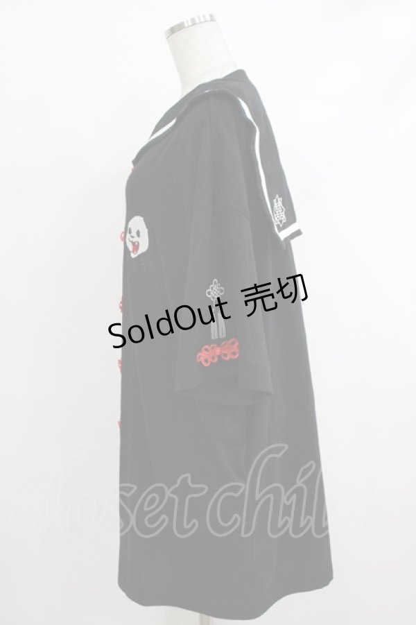 画像2: ACDC RAG / チャイナパンダワンピース  黒×赤 H-25-10-16-1054-PU-OP-KB-ZT136 (2)