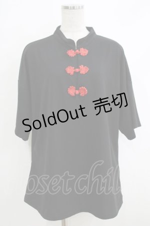 画像: 【SALE】ACDC RAG / チャイナ半袖カットソー  クロ×赤 H-25-10-16-1064-PU-TO-KB-ZT136