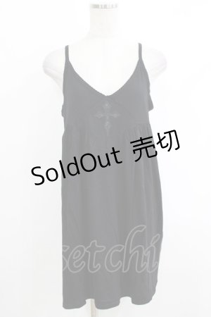 画像: BPN / クロス刺繍キャミワンピース M 黒 H-25-10-16-1066-GO-OP-KB-ZT1018E