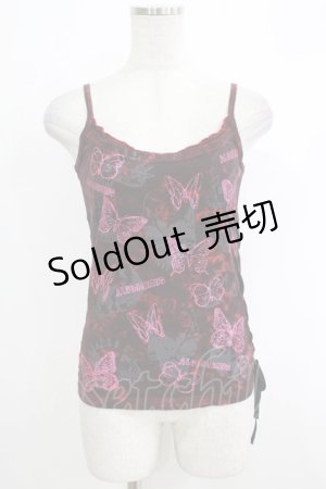 画像: 【SALE】ALGONQUINS / 蝶プリントキャミソール  赤 H-25-10-16-1067-AL-TO-KB-ZT023
