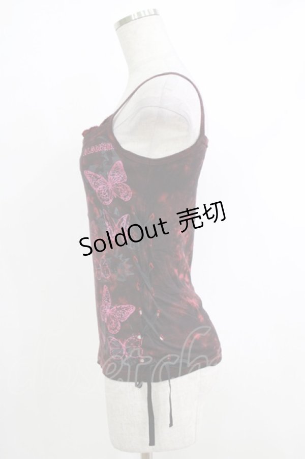 画像2: 【SALE】ALGONQUINS / 蝶プリントキャミソール  赤 H-25-10-16-1067-AL-TO-KB-ZT023 (2)