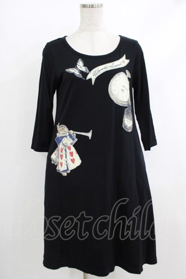 画像1: Emily Temple cute / ワンダーランドカットソーワンピース  クロ H-25-10-16-1020-ET-OP-KB-ZH (1)