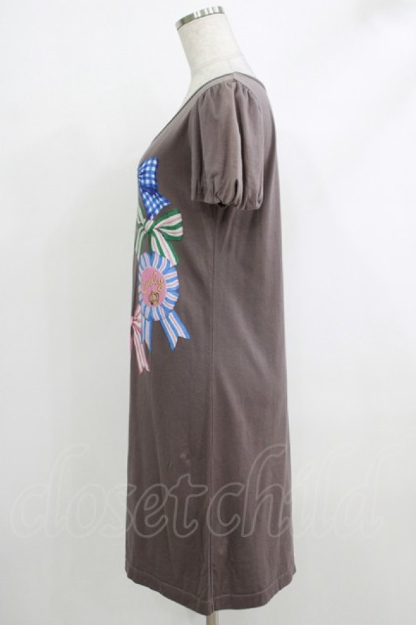 画像2: Emily Temple cute / ロゼットリボンカットソーワンピース  チャコール H-25-10-16-1023-ET-OP-KB-ZT091 (2)