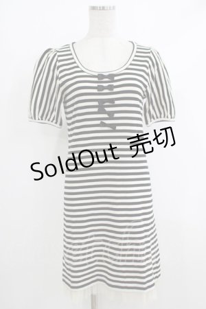 画像: Emily Temple cute / リボンボーダーワンピース  クロ×オフ H-25-10-16-1025-ET-OP-KB-ZH