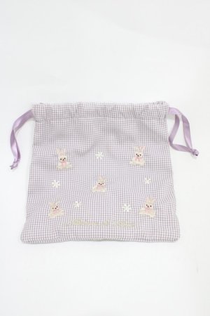 画像: Maison de FLEUR / 《Easter》ラビット刺繍巾着  ラベンダー H-25-10-16-020-LO-ZA-NS-ZH