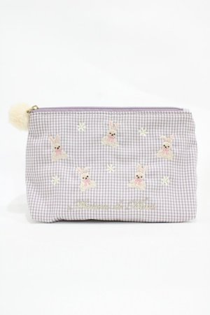 画像: Maison de FLEUR / 《Easter》ラビット刺繍ポーチ  ピンク H-25-10-16-024-LO-ZA-NS-ZH