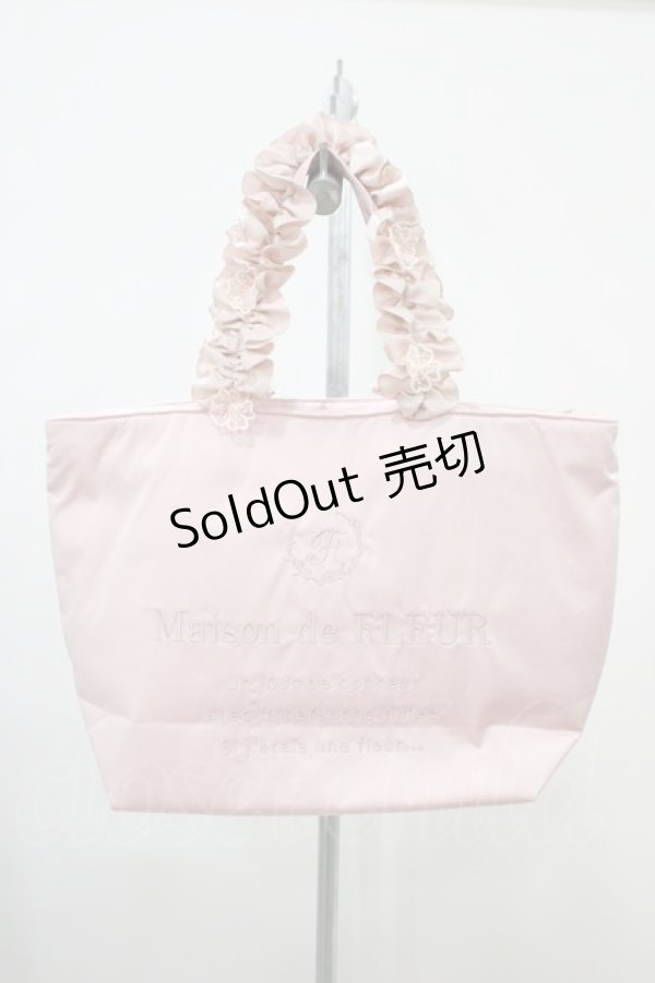 画像1: Maison de FLEUR / 桜モチーフフリルハンドルトートプチバッグ  ピンク H-25-10-16-025-LO-BG-NS-ZH (1)