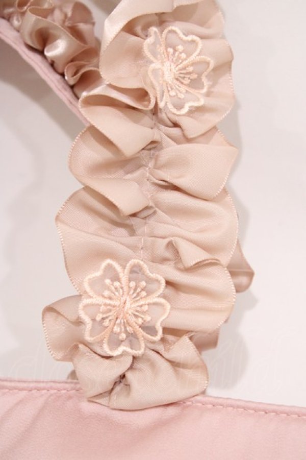 画像3: Maison de FLEUR / 桜モチーフフリルハンドルトートプチバッグ  ピンク H-25-10-16-025-LO-BG-NS-ZH (3)