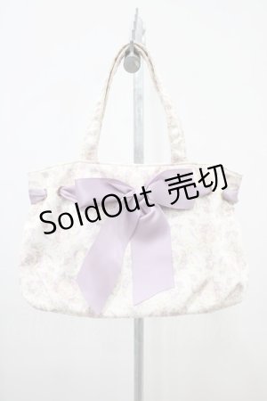画像: Maison de FLEUR / サテン花柄プリントトートバッグ  オフ/ラベンダー H-25-10-16-027-LO-BG-NS-ZH