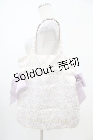 画像: Maison de FLEUR / サテン花柄プリントダブルリボントートバッグ  オフ/ラベンダー H-25-10-16-030-LO-BG-NS-ZH