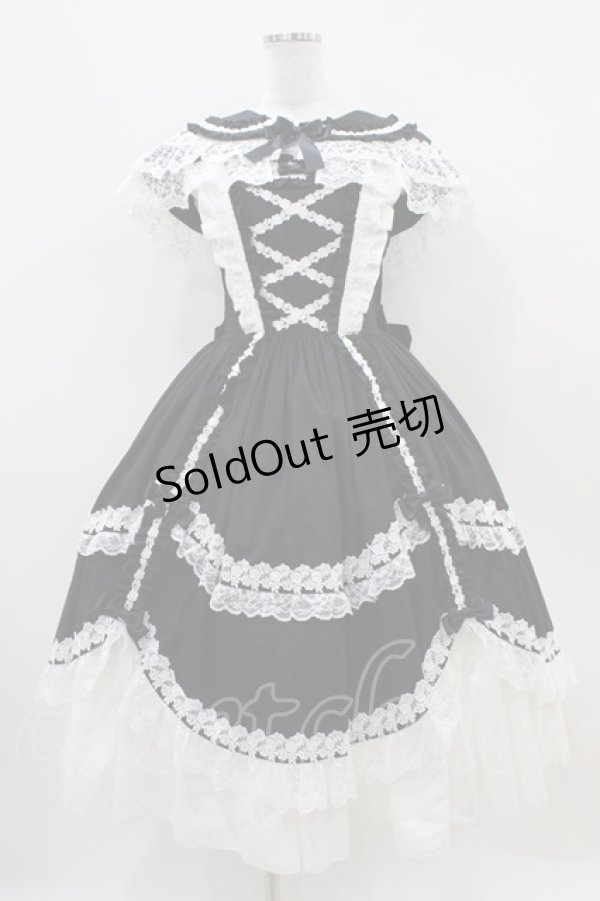 画像1: metamorphose / ケープ付きフリルジャンパースカート サイズ1 ブラック H-25-10-16-036-ME-OP-NS-ZH (1)