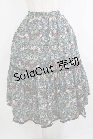 画像: abilletage / Designer’s fabric seriesオーバースカート(イチゴ泥棒)  ブルーグリーン H-25-10-17-1030-GO-SK-KB-ZH