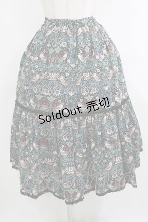 画像1: abilletage / Designer’s fabric seriesオーバースカート(イチゴ泥棒)  ブルーグリーン H-25-10-17-1030-GO-SK-KB-ZH (1)