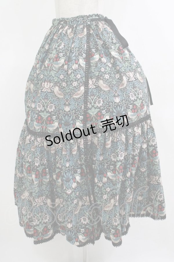 画像2: abilletage / Designer’s fabric seriesオーバースカート(イチゴ泥棒)  ブルーグリーン H-25-10-17-1030-GO-SK-KB-ZH (2)