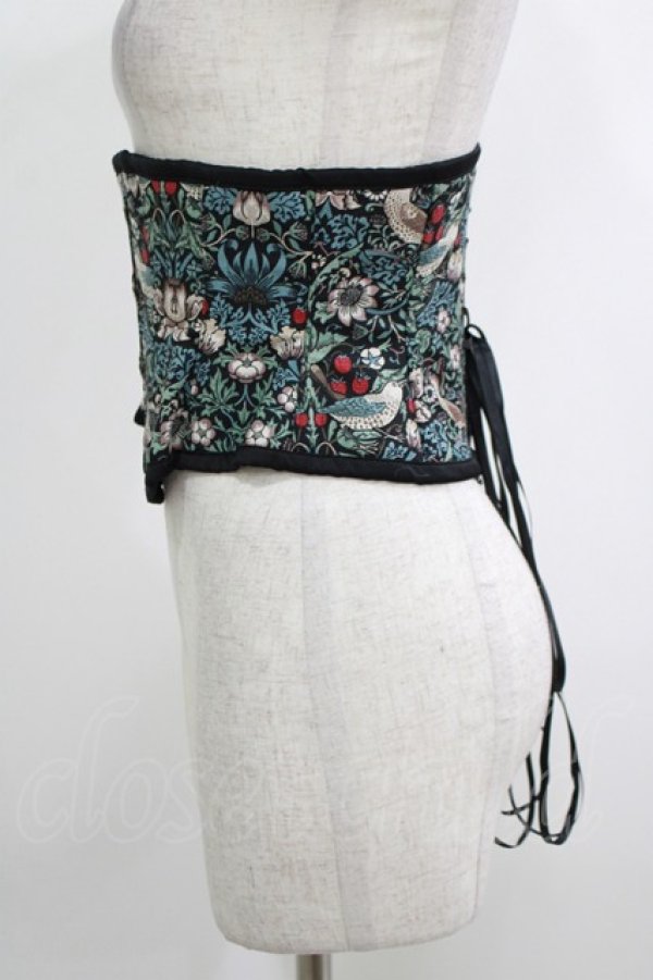 画像2: abilletage / Designer’s fabric seriesミニショートコルセット(イチゴ泥棒) サイズ4 ブルーグリーン H-25-10-17-1036-GO-ZA-KB-ZH (2)